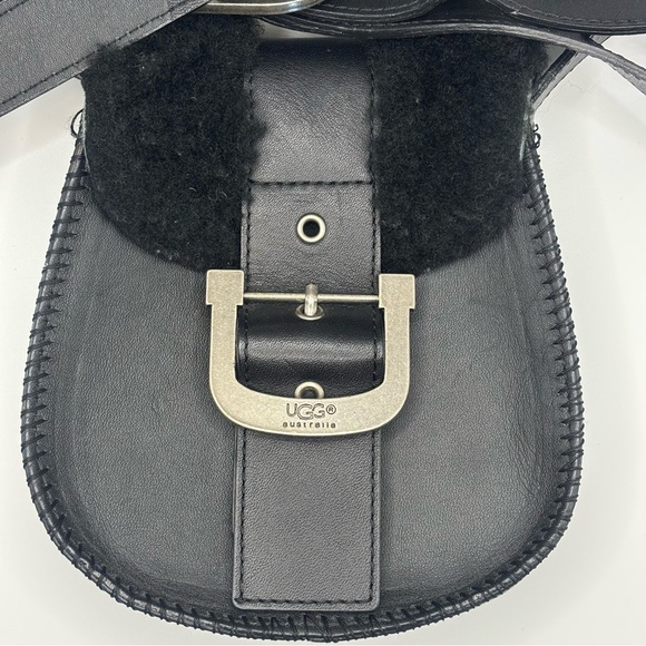UGG Black Shearling Leather Crossbody Bag - Picture 4 of 11